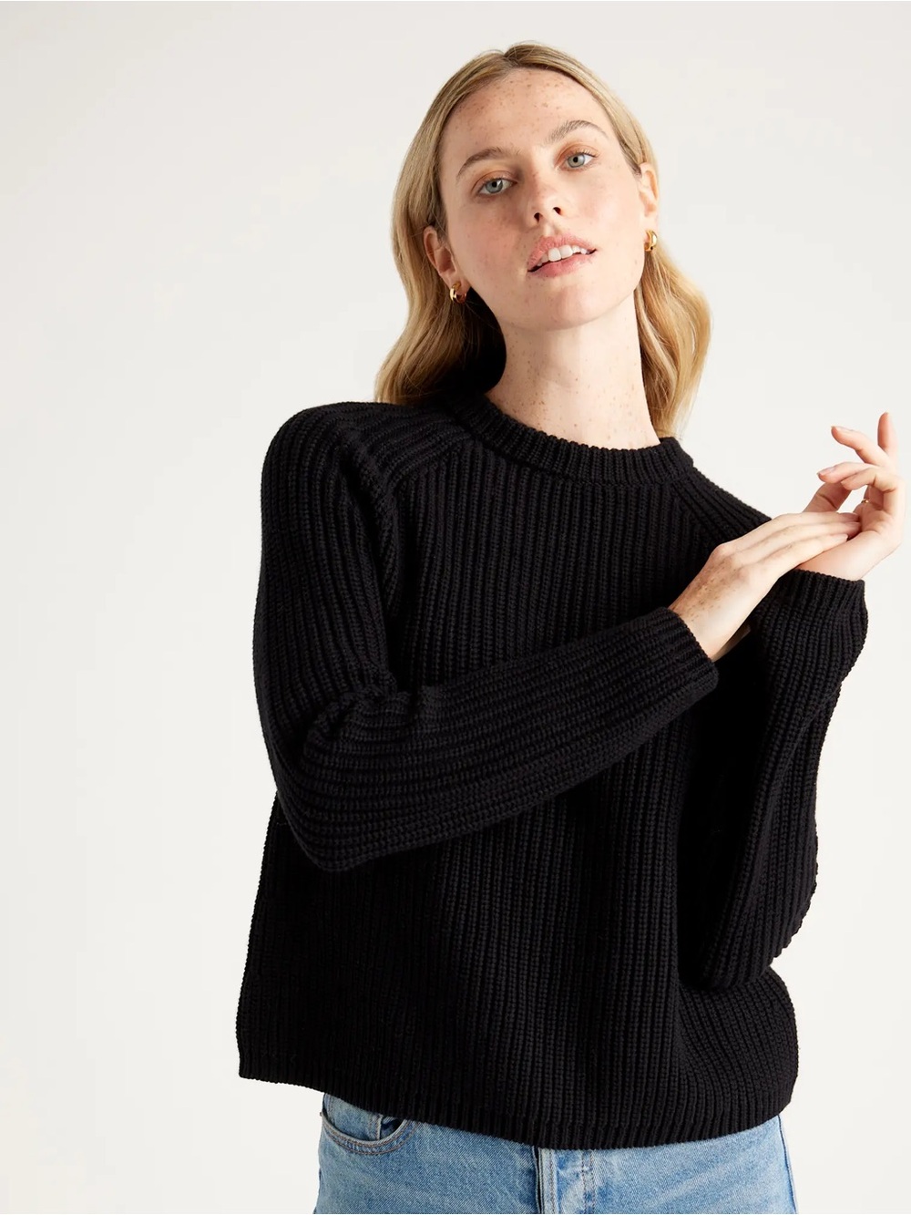 Quince 100% Organic Cotton Fisherman Crew Sweater Black sz XL